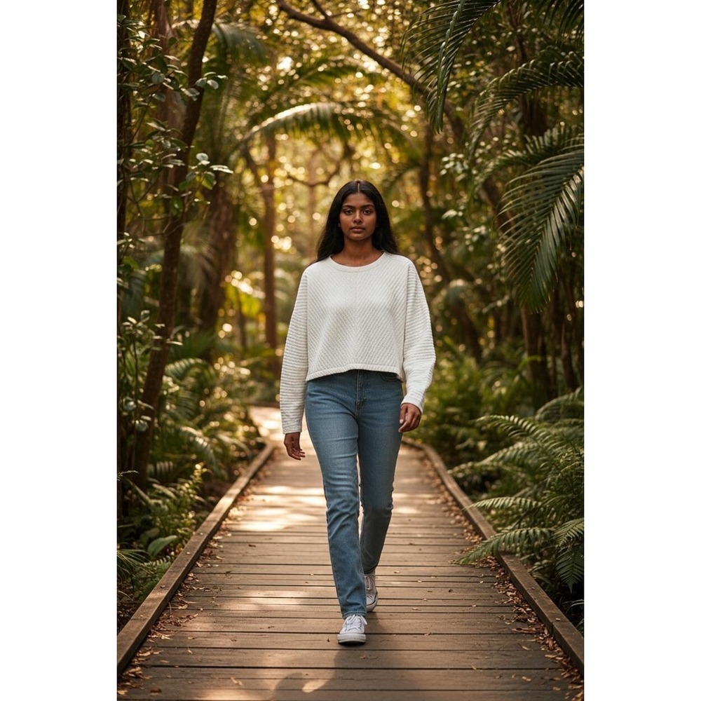Coastal Minimalist Ivory Quilted Cropped Pullover A New Day XL